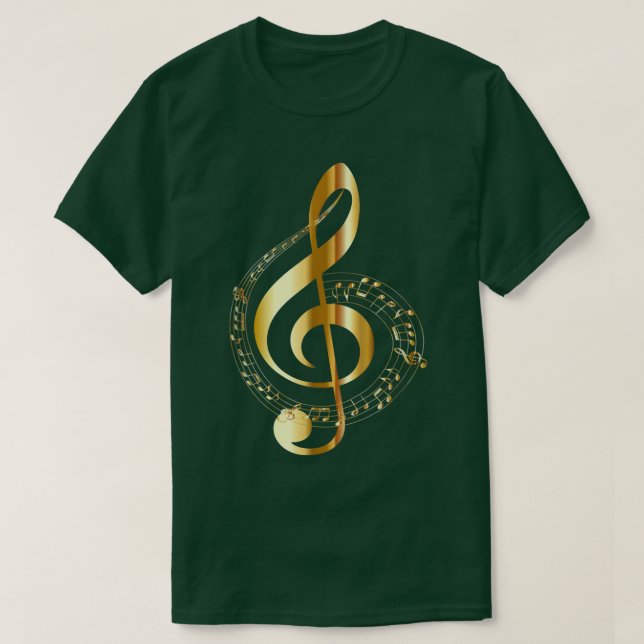 Music Beach Note Gold, Navy  T Shirt (Design framsida)