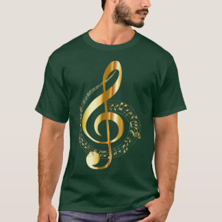 Music Beach Note Gold, Navy T Shirt