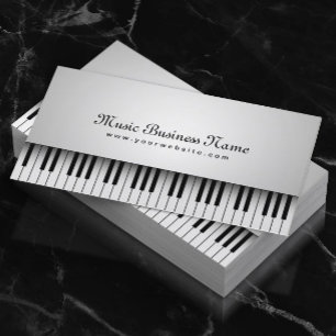 Music Bevalt White Grand Piano Visitkort
