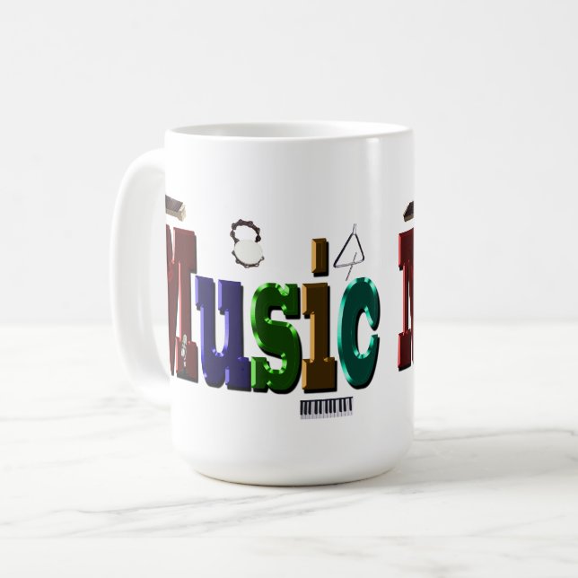 Music Bild Logotyp with Instruments Kaffemugg (Framsida vänster)