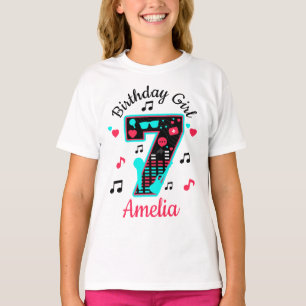 Music Birthday Girl SEVEN 7 Anpassad design T Shirt