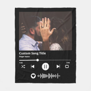 Music Blanket Scannable Code Personlig Bröllop Fleecefilt