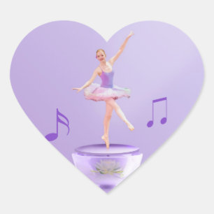 Music Box Ballerina Anpassade Hjärtformat Klistermärke
