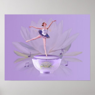 Music Box Ballerina med Vatten Lily Poster