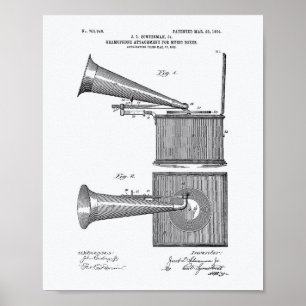 Music Boxs 1904 Patent Art White Papper Poster