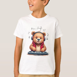Music Boy, Lycklig Grizzly Bear DJ T-Shirt, Party T Shirt