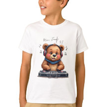 Music Boy, Smiling Grizzly Bear DJ T-Shirt, Party