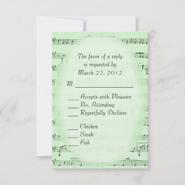 Music Bröllop Grönt OSA med Menu (Framsida)