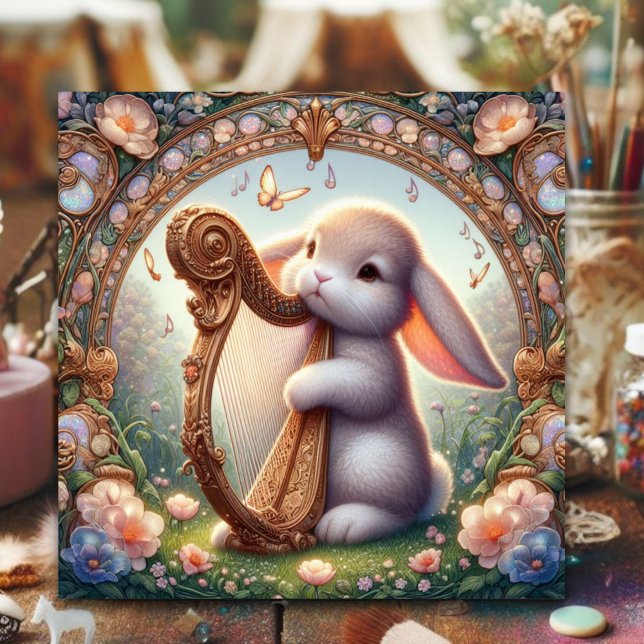 Music Bunny Art nouveau Påsk Julkort (Skapare uppladdad)