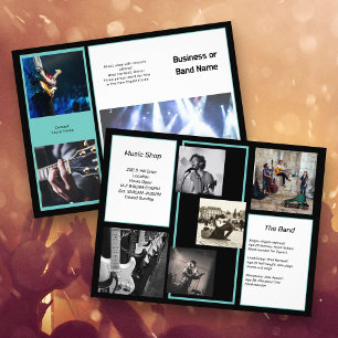 Music Business Många foton Exempelbroschyr för Mus Reklamblad