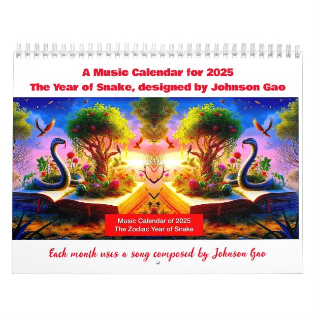 Music Calendar 2025, Zodiac Year of the Snake Kalender (Omslag)