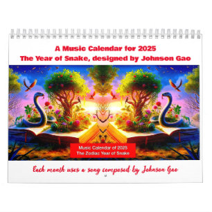 Music Calendar 2025, Zodiac Year of the Snake Kalender