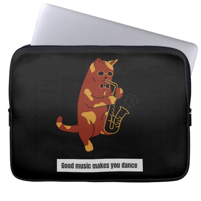 Music cat saxophone laptop fodral (Framsidan)