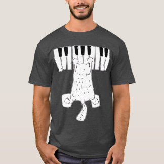 Music Cat spelar på familjen Piano Musik noter T Shirt