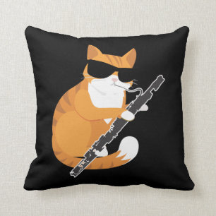 Music Cat Sunglass Bassoonist Musiker Basago Kudde