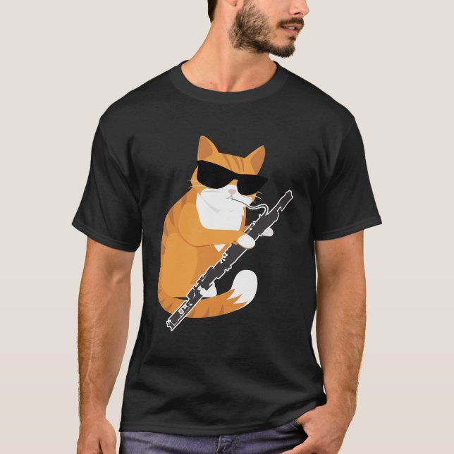 Music Cat Sunglass Bassoonist Musiker Basago T Shirt (Framsida)