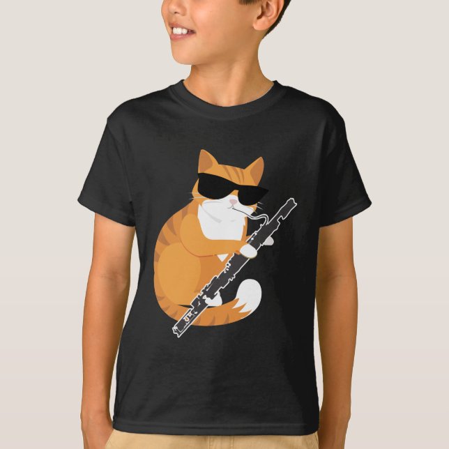 Music Cat Sunglass Bassoonist Musiker Basago T Shirt (Framsida)