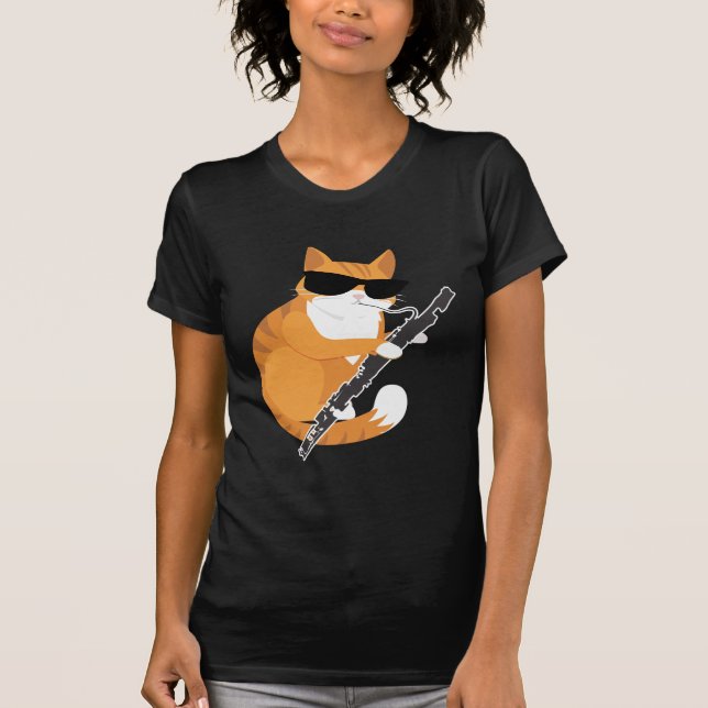Music Cat Sunglass Bassoonist Musiker Basago T Shirt (Framsida)