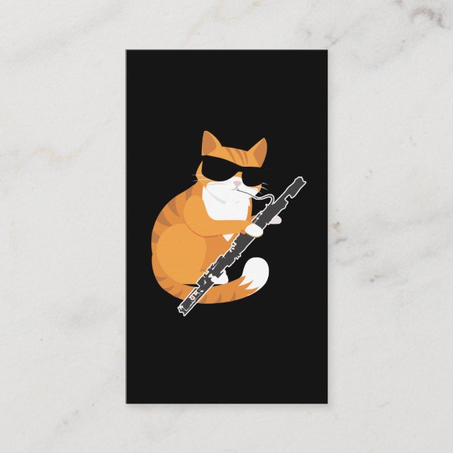 Music Cat Sunglass Bassoonist Musiker Basago Visitkort (Framsida)