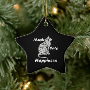 Music Cats Happity - Musician Älskare Quote Julgransprydnad Keramik