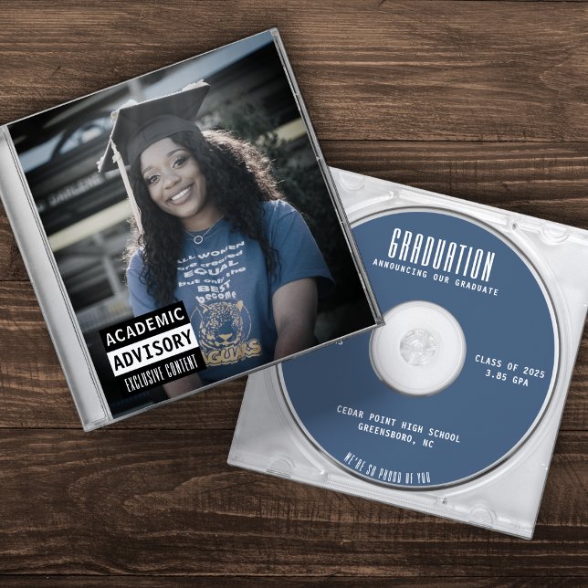 Music CD Fodral Album Cover Blue Studenten Meddelande (Music CD Case Album Cover Blue Graduation Announcement
)