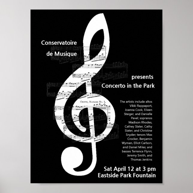 Music Choir Concert Treble Clef Promotional Poster (Framsidan)