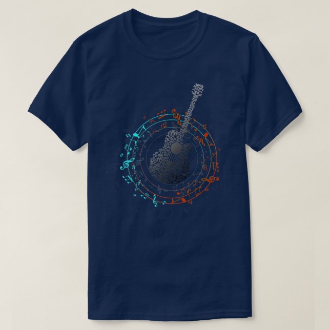 Music Circle Guitarist Gift Idea, Music Notes  T Shirt (Design framsida)