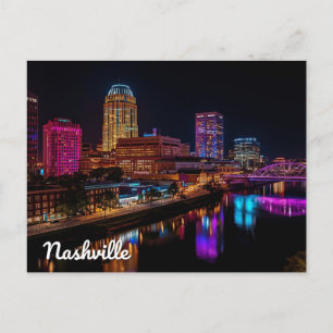 Music City Nashville Nattlandskap Vykort