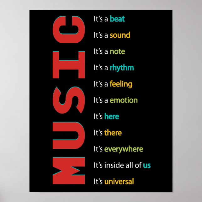 Music Classroom Vocal Orchestra Band Piano Sten Poster (Framsidan)