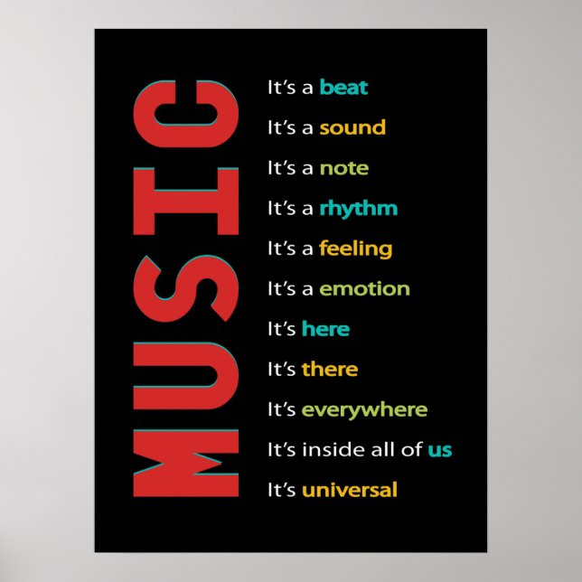 Music Classroom Vocal Orchestra Band Piano Sten Poster (Framsidan)