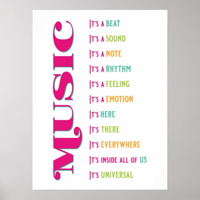 Music Classroom Vocal Piano Sten Orchestra Band Poster (Framsidan)