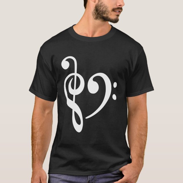 Music Clef Bass T Shirt (Framsida)