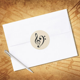 Music Clef Black Tan Runt Klistermärke
