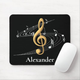 Music Clef Elegant Guld Black Personlig Musmatta