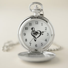 Music Clef Heart Silver Ansikte med svarta siffror