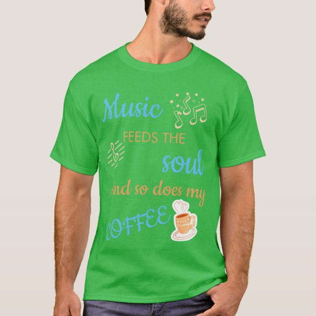 Music Coffee Älskare lustig T Shirt (Framsida)