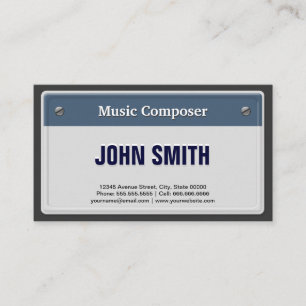 Music Composer - Coola Car License Plate Visitkort