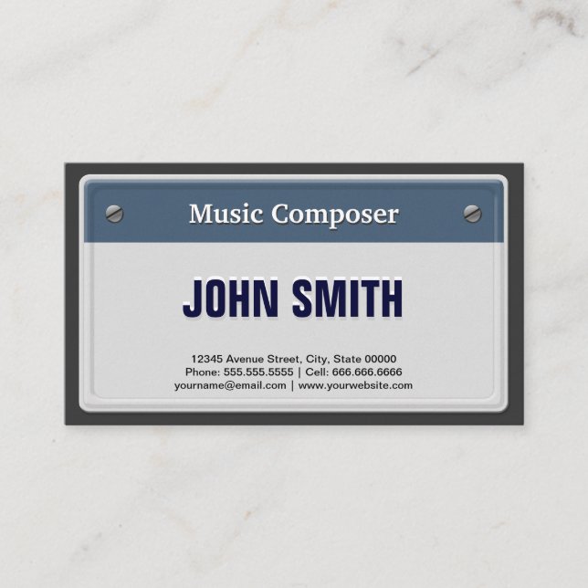 Music Composer - Coola Car License Plate Visitkort (Framsida)