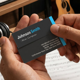 Music Composer - Personal Aqua Blue Mini Visitkort