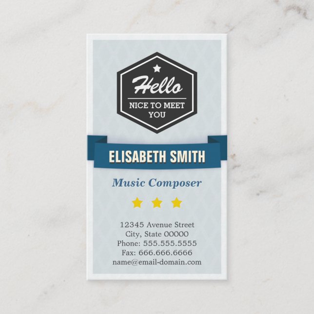 Music Composer - Snyggten Retro-Kreativ Visitkort (Framsida)