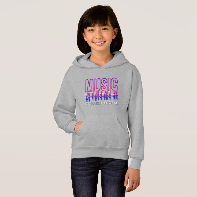 Music Connects People | Kids Pullover Hoodie T Shirt (Hel framsida)