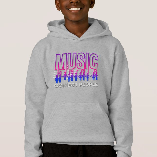 Music Connects People | Kids Pullover Hoodie T Shirt (Framsida)
