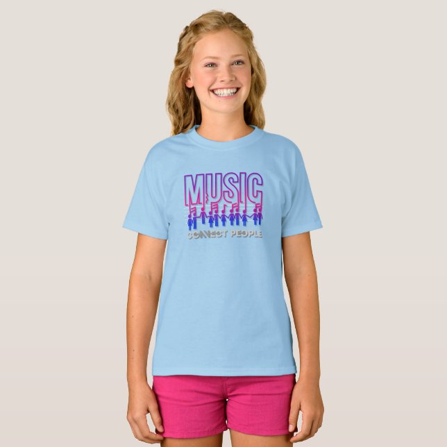 Music Connects People | Kids T-Shirt (Hel framsida)