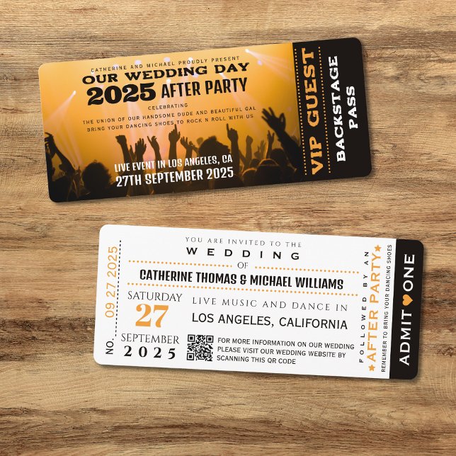Music Consert VIP Biljett med QR-kod Spara Datumet (Skapare uppladdad)