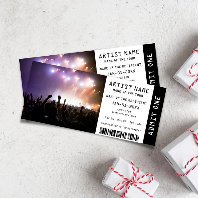 Music Cont Biljett Gift Inbjudningar (Music Concert Ticket Invitation)