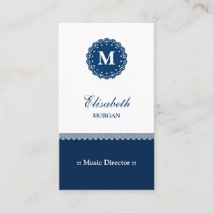 Music Director - Elegant Blue Snöre Monogram Visitkort
