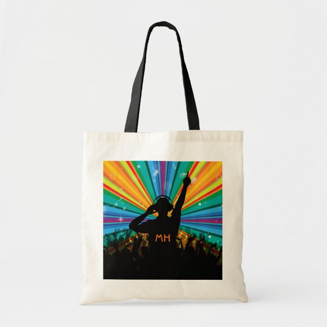 Music DJ anpassningsbar monogram tote bags Tygkasse (Framsidan)