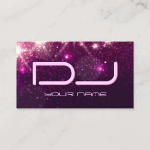 Music DJ - Shiny Rosa Glitter Visitkort