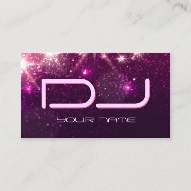 Music DJ - Shiny Rosa Glitter Visitkort (Framsida)
