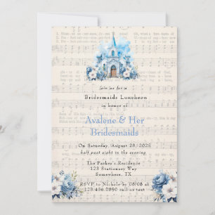 Music Dusty Blue Church Bridesmaids Luncheon Inbjudningar